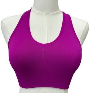 NUX Magenta V-Neck Racerback Crop Top Sports Bra SMALL Elevated Athleisure